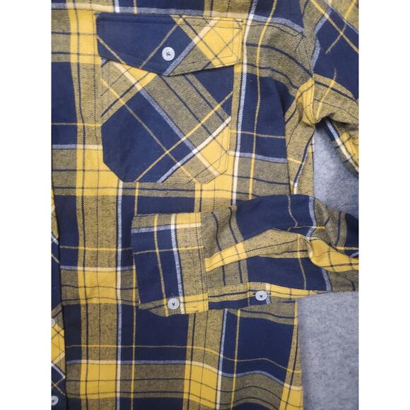 Design In Italy Unisex Size XL Yellow & Blue Plaid Flannel Shirt Grunge Skater - Picture 6 of 6